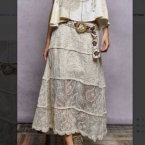 👙 POL “ SIENNA “ POL CROCHET MAXI SKIRT WITH FLORAL EMBROIDERY 71 NATURAL